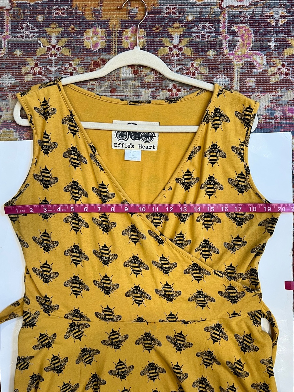 Effie's Heart Mustard Wrap Midi Dress with Bee Print - Picture 12 of 14